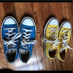 Blue and yellow Converse; both pairs for 1 price